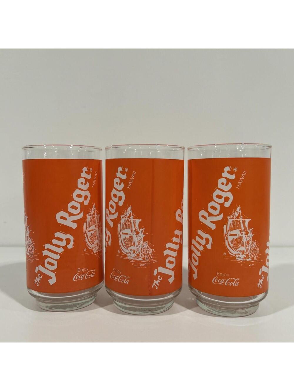 Vintage Jolly Roger Hawaii Coca-Cola Glasses Set of 3